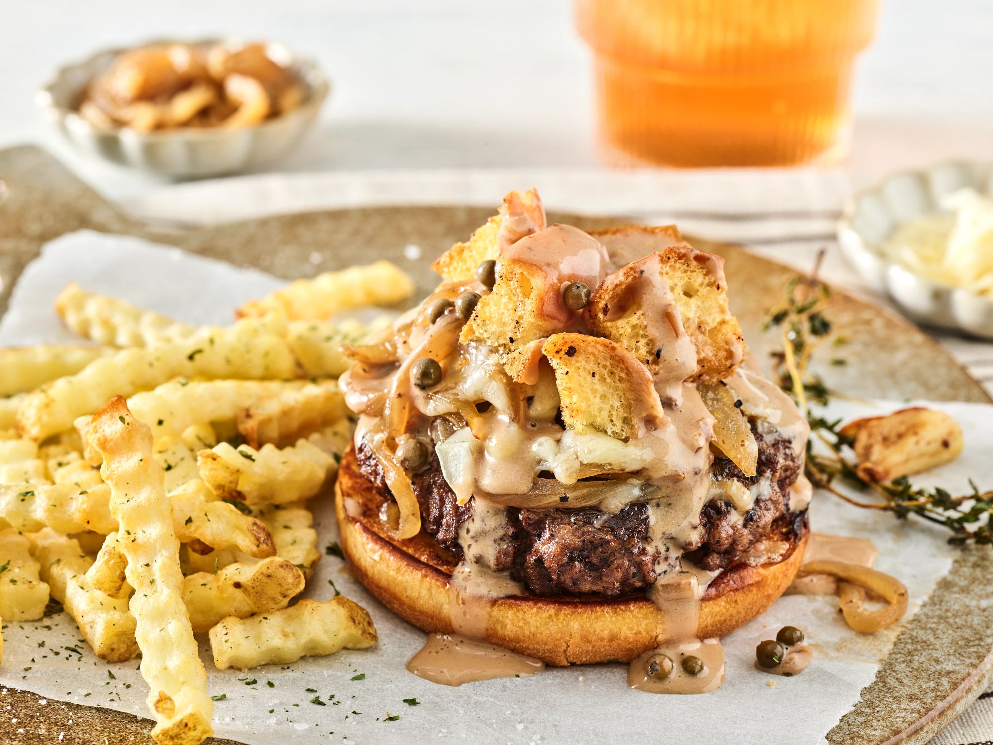 French Onion Open-Faced Burgers